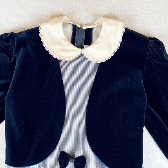 ❤️  VINTAGE ITALIAN GIRLS LUXURY DESIGNER VELVET FORMAL DRESS 11 12 ITALY EUC ❤️ - Picture 4 of 14